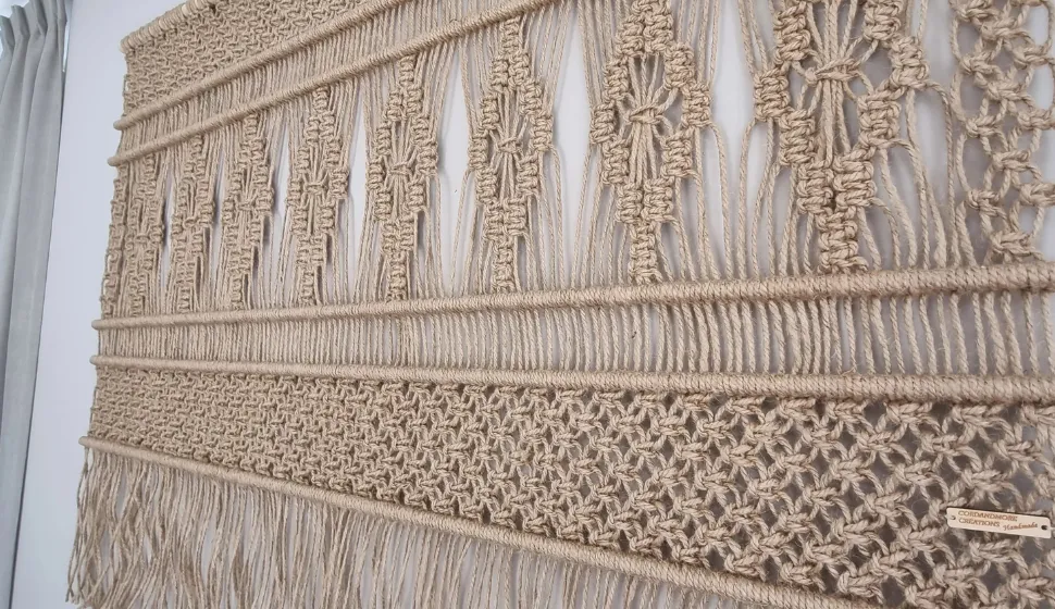 JUTE Wall Tapestry Macramé Sand Color Customized Natural Jute Wall Decoration Large Macramé Jute Wall Hanging for Acoustics Tapestry Home Furnishing