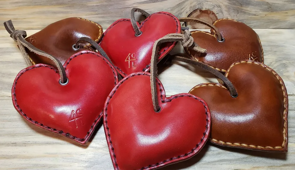 Heart - Leather Christmas Tree Ornament - Holiday - Handmade - Unique