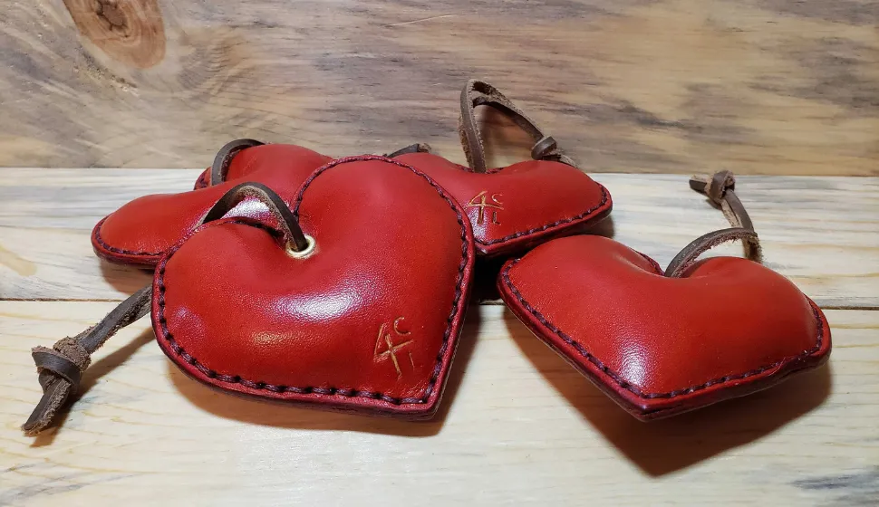 Heart - Leather Christmas Tree Ornament - Holiday - Handmade - Unique