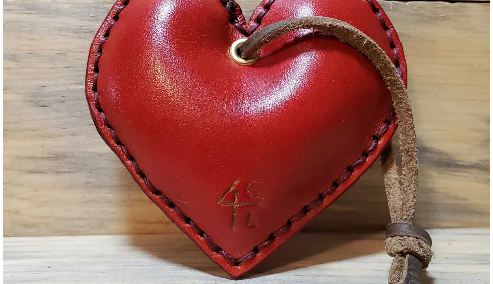Heart - Leather Christmas Tree Ornament - Holiday - Handmade - Unique