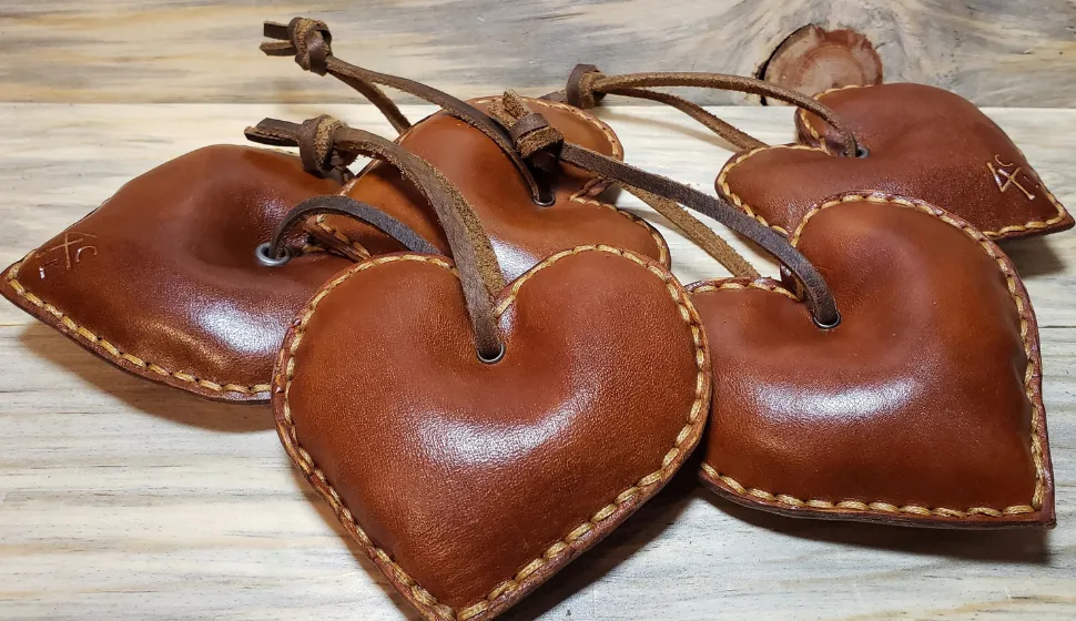 Heart - Leather Christmas Tree Ornament - Holiday - Handmade - Unique