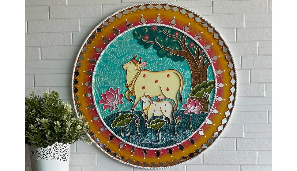 Lippan Art,Wall Decor,lippan art mirror, lippan wall art, decorative mirror, unique wall art,pichwai art traditional art painting.