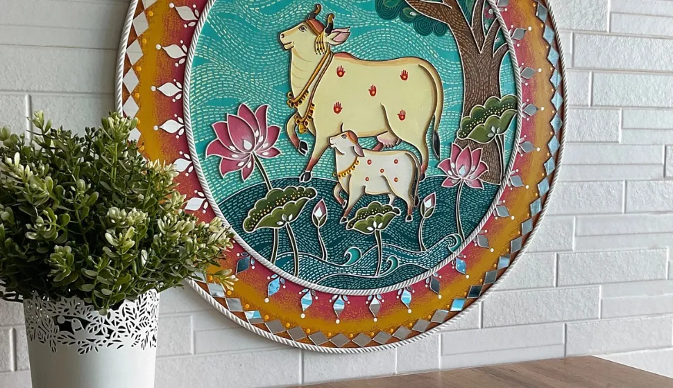Lippan Art,Wall Decor,lippan art mirror, lippan wall art, decorative mirror, unique wall art,pichwai art traditional art painting.