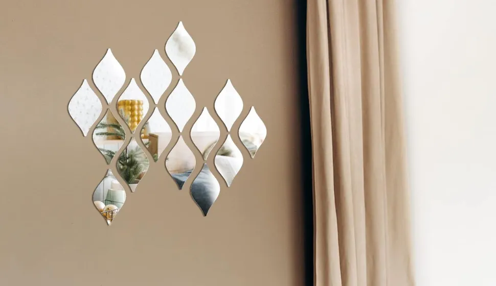 Weysat 30 Pcs Teardrop Mirror Stickers Wall Decor Removable Acrylic Mirror Wall Stickers 3D Mirror Wall Art
