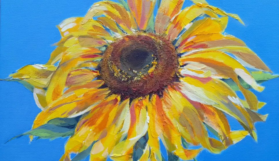 Sunflower, original acrylic painting on canvas